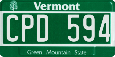 VT license plate CPD594