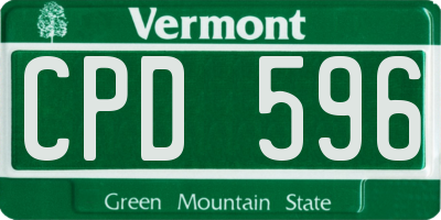VT license plate CPD596