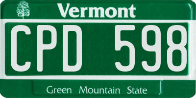 VT license plate CPD598