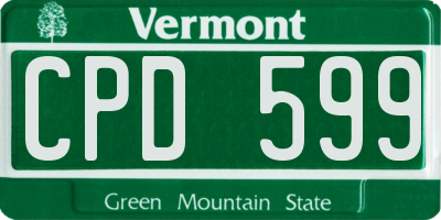 VT license plate CPD599