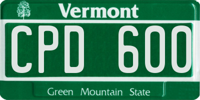VT license plate CPD600
