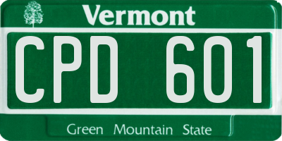 VT license plate CPD601