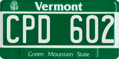 VT license plate CPD602