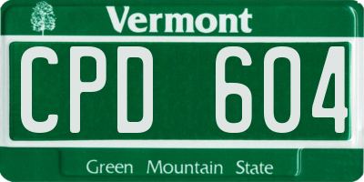 VT license plate CPD604