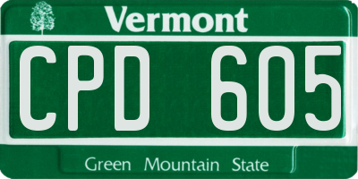 VT license plate CPD605