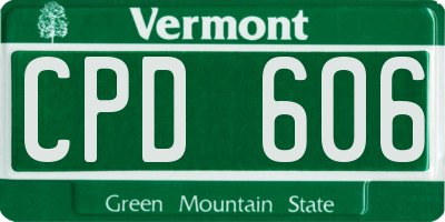 VT license plate CPD606