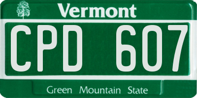 VT license plate CPD607