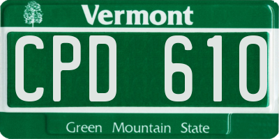 VT license plate CPD610