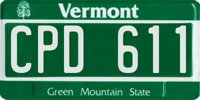 VT license plate CPD611