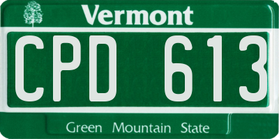 VT license plate CPD613