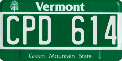 VT license plate CPD614