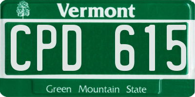 VT license plate CPD615