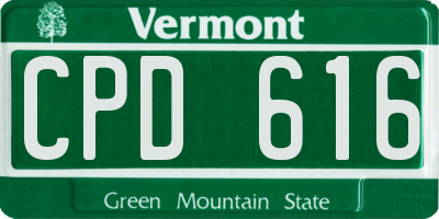 VT license plate CPD616