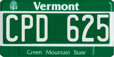 VT license plate CPD625