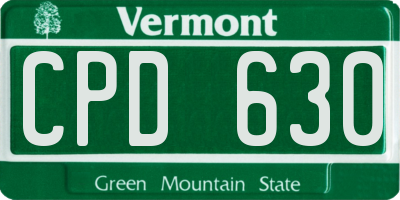 VT license plate CPD630