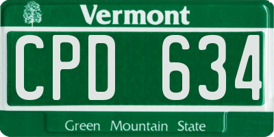 VT license plate CPD634