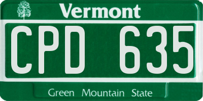 VT license plate CPD635
