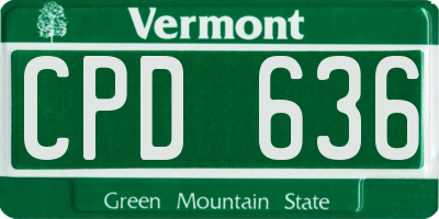 VT license plate CPD636