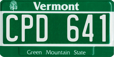 VT license plate CPD641