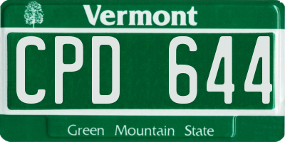 VT license plate CPD644