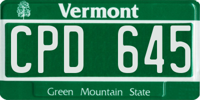 VT license plate CPD645