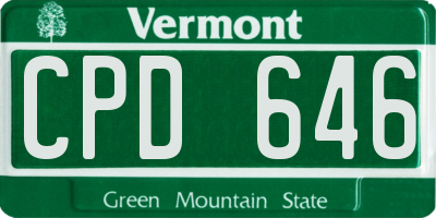 VT license plate CPD646