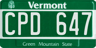 VT license plate CPD647