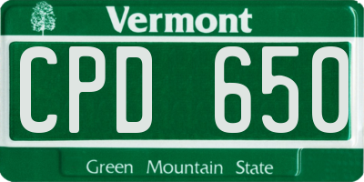 VT license plate CPD650