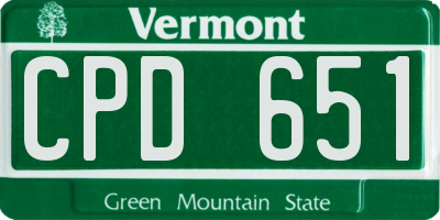 VT license plate CPD651