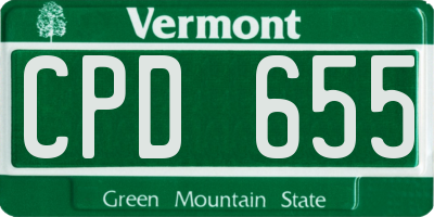 VT license plate CPD655