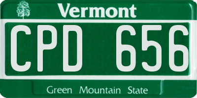 VT license plate CPD656