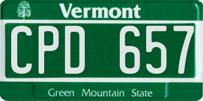 VT license plate CPD657