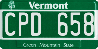 VT license plate CPD658