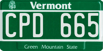VT license plate CPD665