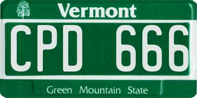 VT license plate CPD666
