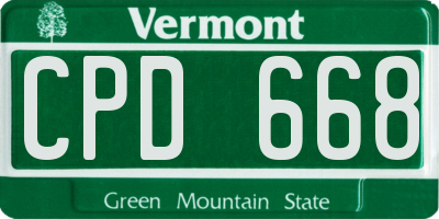 VT license plate CPD668