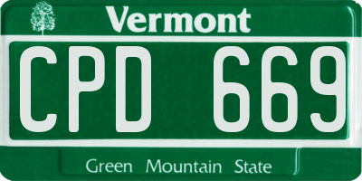 VT license plate CPD669