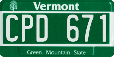VT license plate CPD671
