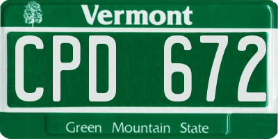 VT license plate CPD672