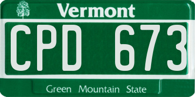 VT license plate CPD673