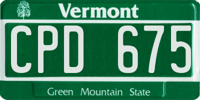 VT license plate CPD675