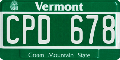 VT license plate CPD678