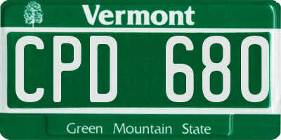 VT license plate CPD680