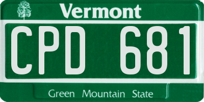 VT license plate CPD681