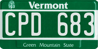 VT license plate CPD683