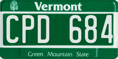 VT license plate CPD684