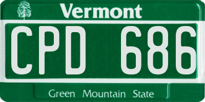 VT license plate CPD686