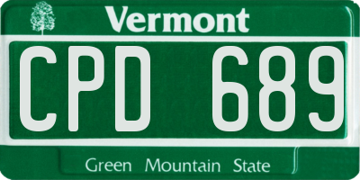 VT license plate CPD689