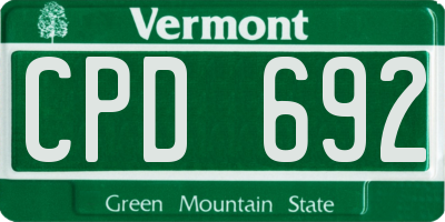 VT license plate CPD692
