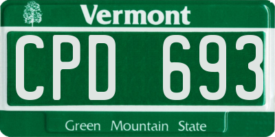 VT license plate CPD693